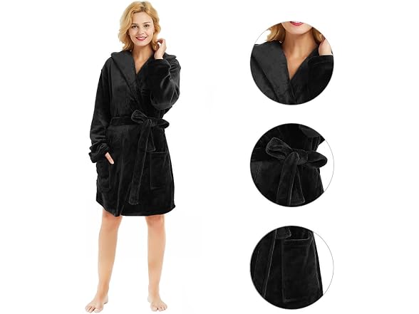 U2SKIIN Women Hooded Plush Fleece Robe