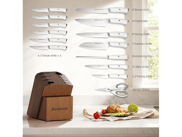 Astercook 15-Pc Knife Set with Block