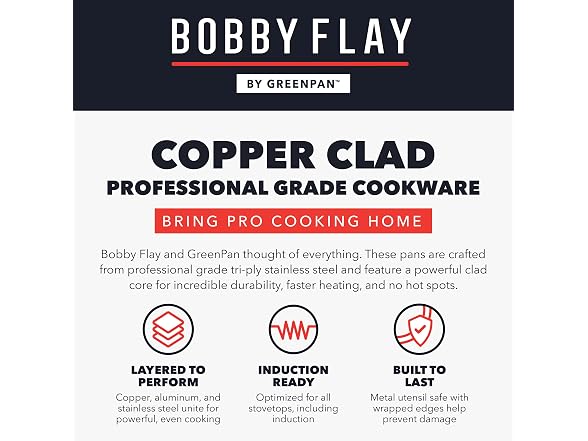 GreenPan x Bobby Flay 2QT Copper Clad Chef’s Pan with Lid