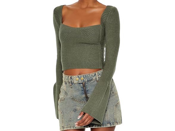 Forever 21 (S) Cropped Bell-Sleeve Sweater