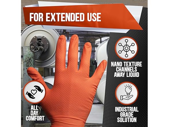 Orange Nitrile Gloves 8Mil XXL 100Ct