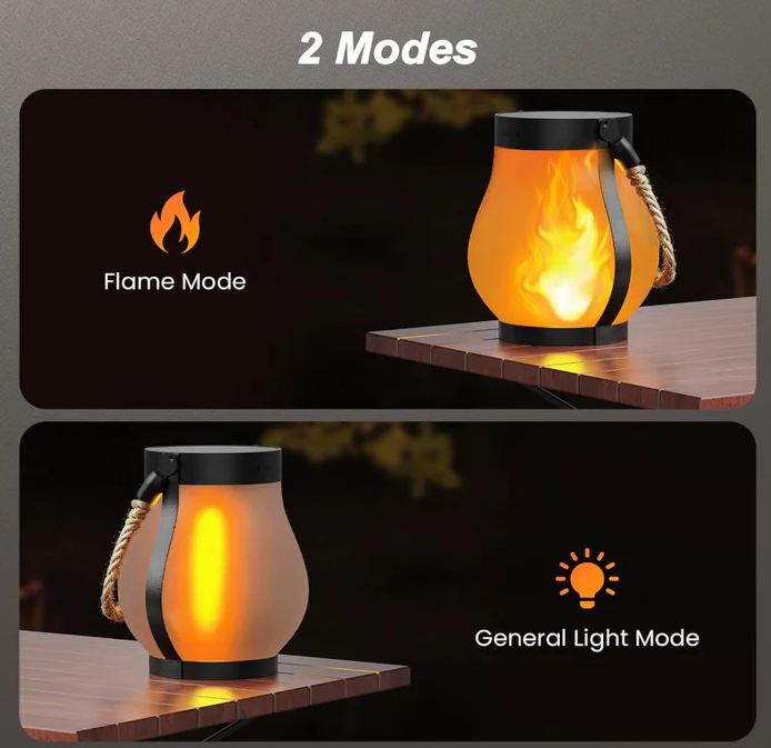 Solar Lanterns Outdoor w/ Ultra-Real Flame, 2 Pack - Gallery 12