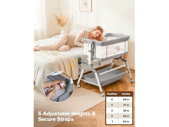 AOOTSMILE 3 in 1 Baby Bassinet Bedside Sleeper