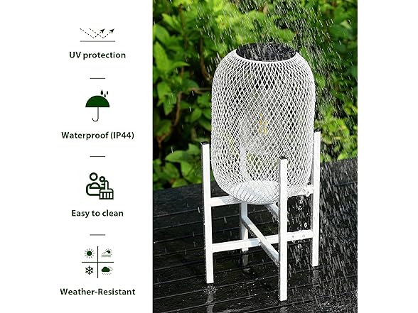 Glitzhome Solar Lanterns, White Metal