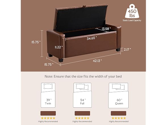 Storage Ottoman Bench, Upholstered