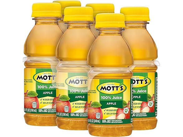 Mott's Apple Juice, 8oz bottles, 6pk