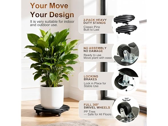 IBGUC 2 Pack Plant Caddy with Wheels