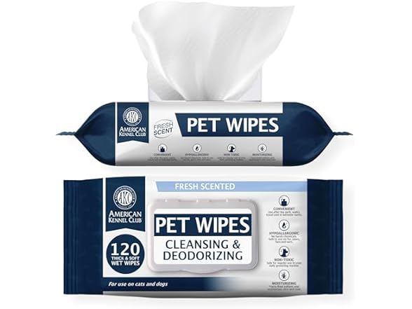 AKC Pet Wipes for Dogs & Cats – Hypoallergenic