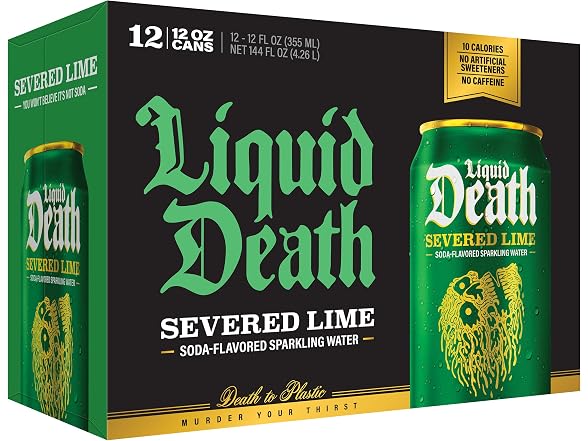12PK Liquid Death Soda-Flavored Sparkling Water- Lime