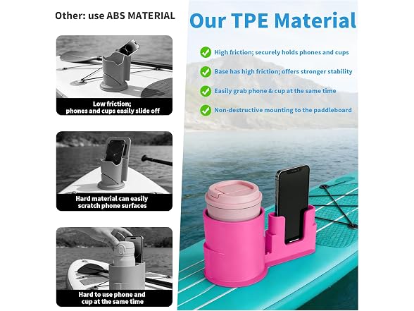 Paddle Board Cup Holder Stand Up 2-in-1