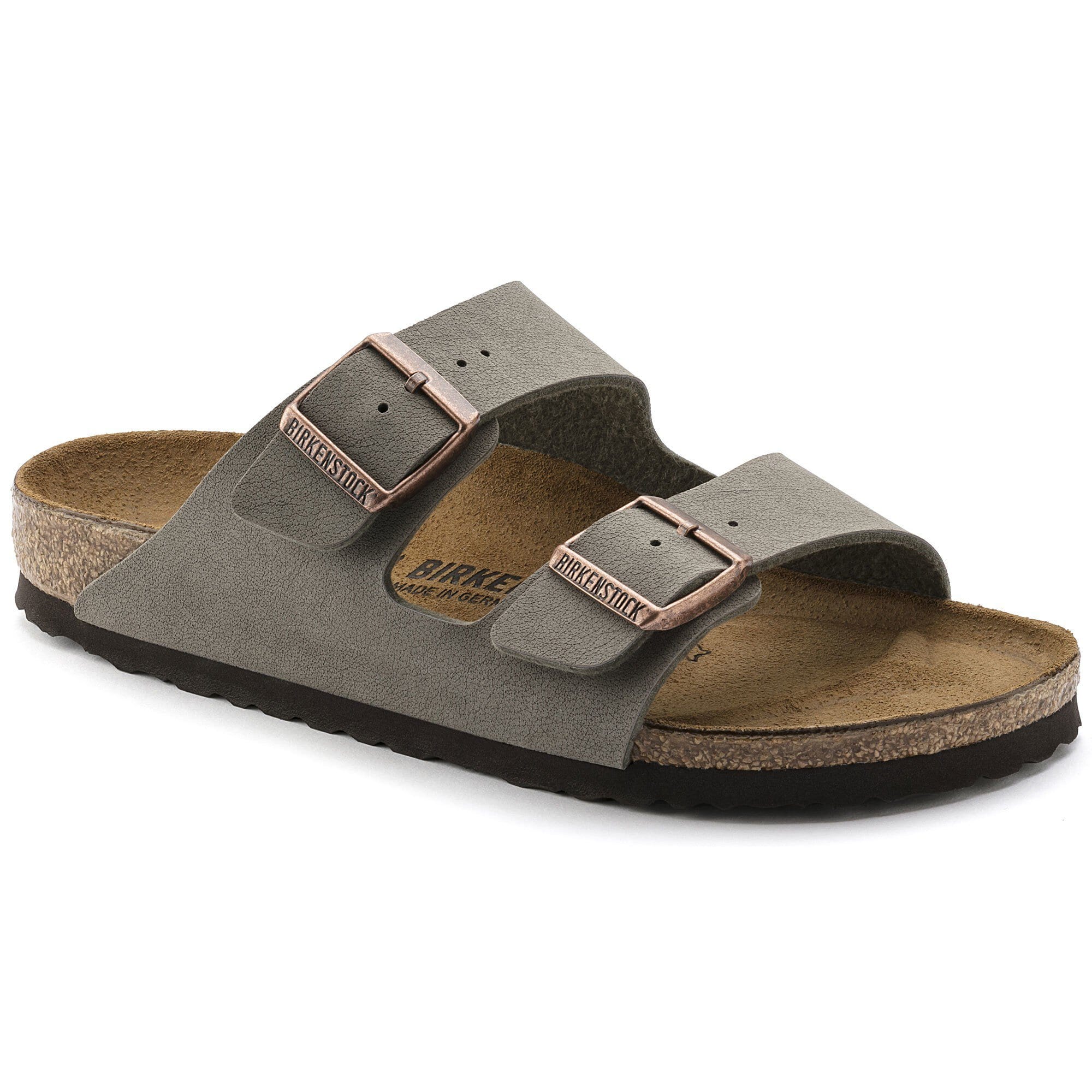 Birkenstock Unisex Arizona Birkibuc Stone (Open Box) - Gallery 4