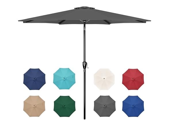 HealSmart 9ft Patio Umbrella Grey