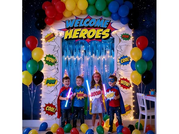 Bafei 80pcs Hero Theme Party Decor Kit