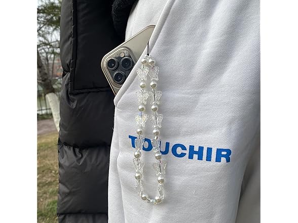 TUCAI White Crystal Beaded Phone Charms