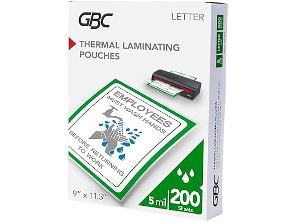 GBC Laminating Sheets, Thermal Laminator Pouches 200 Count