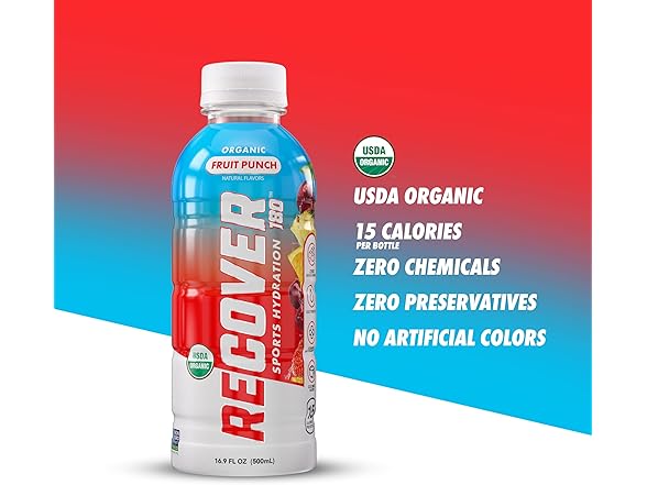 12PK RECOVER 180 Organic Sports Drink Fruit Punch