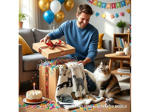 Sleepwish Colorful Cat Fleece Throw Blanket