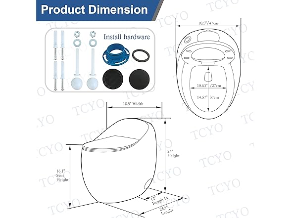 TYCO Egg Design One Piece Toilet, 12'' Rough-In