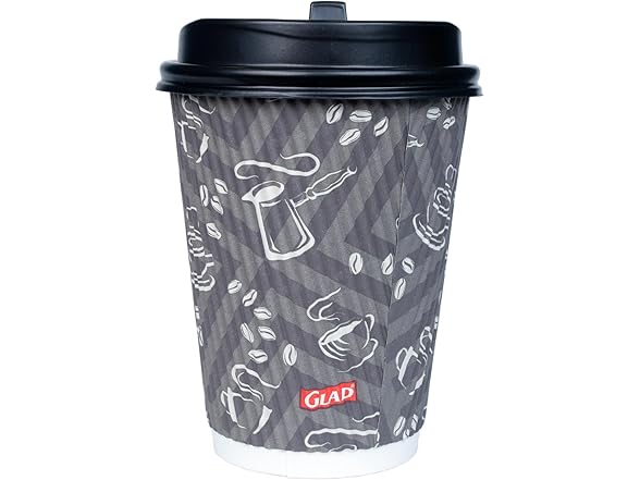Glad Disposable Coffee Cups with Lids, 12 Oz