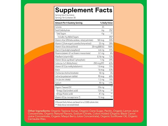 SmartyPants Organic Kids Multivitamin Gummies: