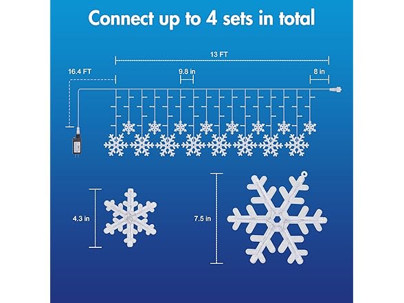 Minetom Christmas Snowflake Lights - 13ft