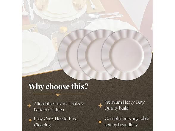 Silver Spoons Round Ivory Wavy Plastic Salad Plates - 8.75” (Pack of 20) 