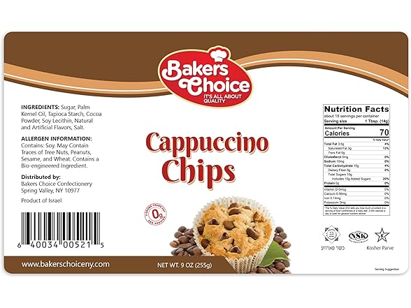 Bakers Choice Cappuccino Choc Chips 9oz