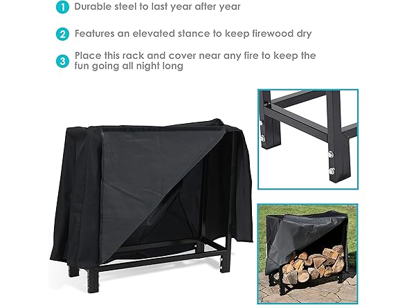 Sunnydaze Firewood Log Rack with Cover 30"