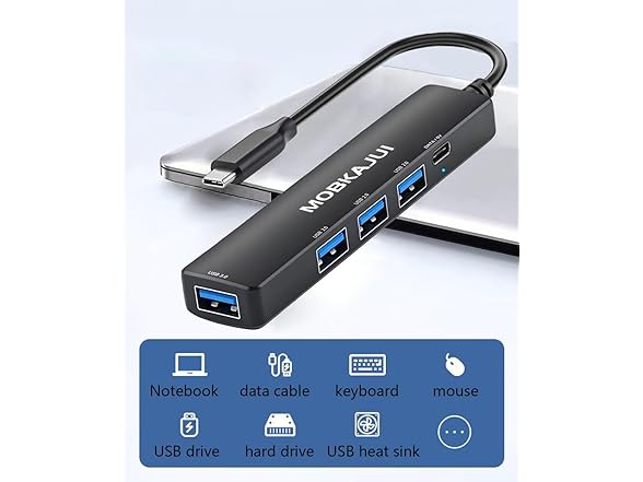 MOBKAJUI 5-Port USB-C 3.0 Hub