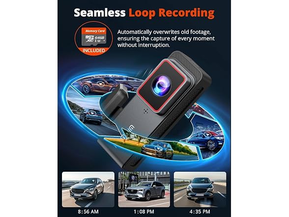 KUTYUUT Kingslim 4K Dash Cam Front and Rear with 64GB SD Card