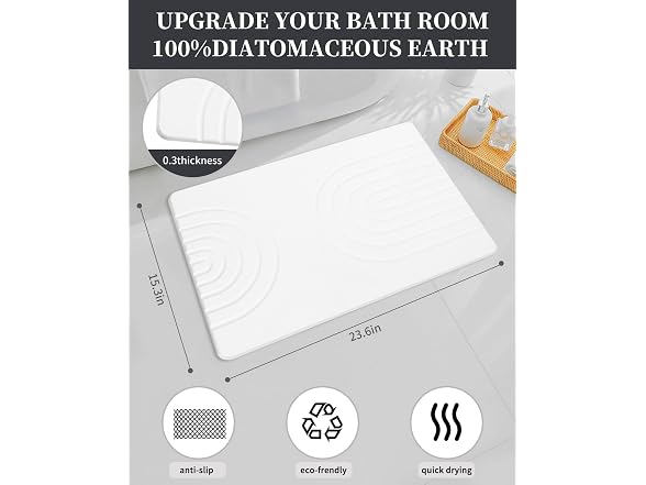 Semicircles Stone Bath Mat 24"x16" Gray