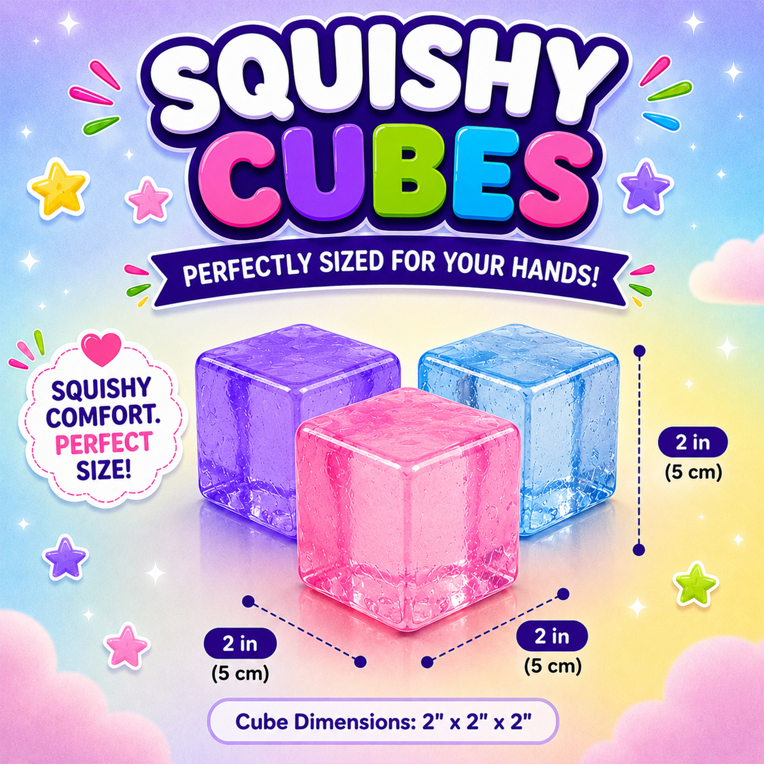 Twilight Squishy Sensory Toys Ice Cube, 3PK - Gallery 10