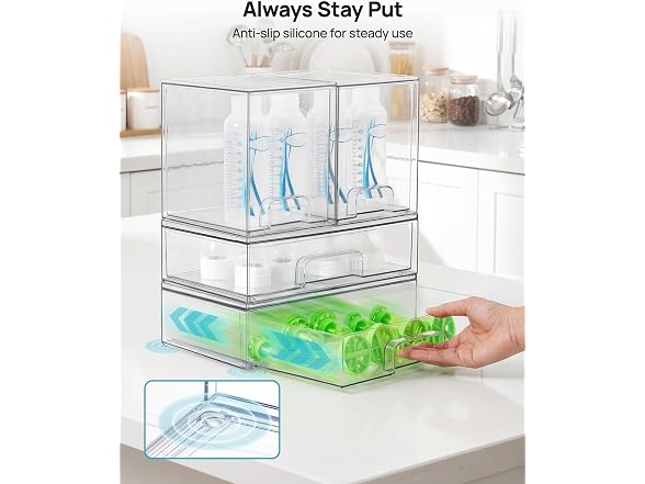 Vtopmart Multi Size Clear Stackable Storage Drawers
