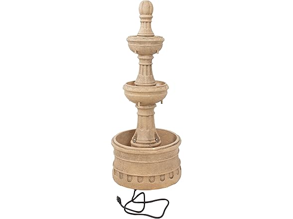 Sunnydaze Cyprus 39" H 3-Tier Outdoor Water Fountain