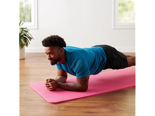 Amazon Basics 1/2 Inch Extra Thick Exercise Yoga Mat, Pink