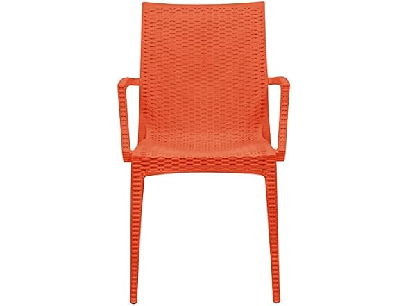 LeisureMod Hickory Stackable Patio Dining Armchair, 4pk
