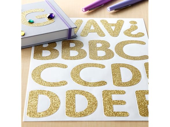 Recollections Gold Glitter Rounded Font Alphabet Stickers
