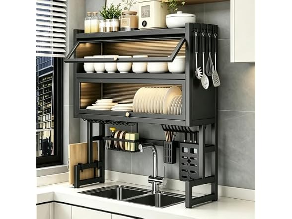 Black 34.46" Over The Sink Dish Drying Rack