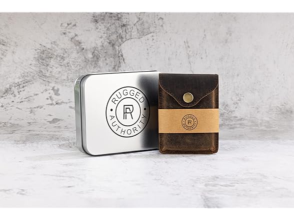 Rugged Brown Leather Card Holder RFID