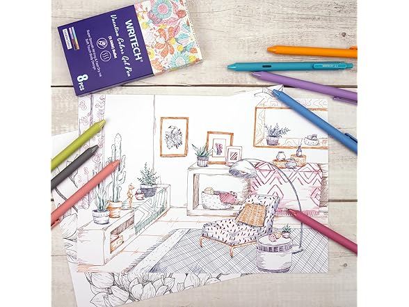 WRITECH Gel Pens Fine Point 8ct (Vacation Set)