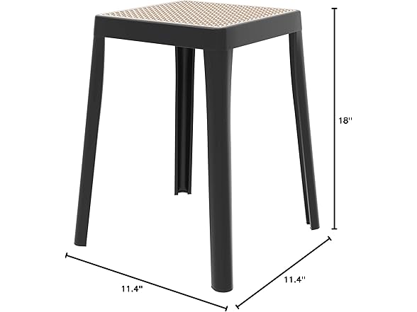 LeisureMod Square Plastic Dining Stool