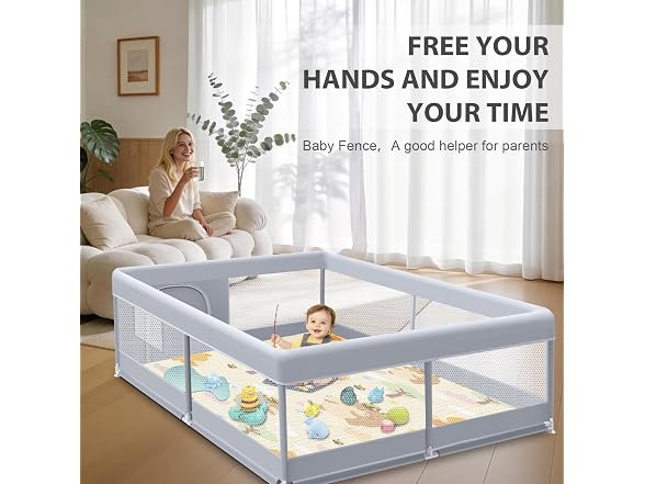 XVISHX 50x50" Baby Playpen with Mat