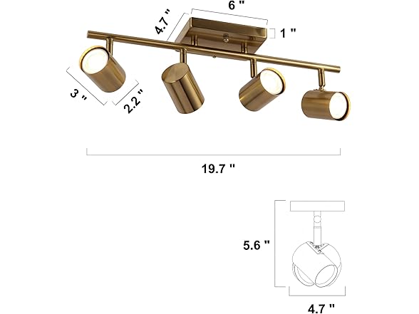4-Light Track Lighting Kit, Gold Ceiling Light