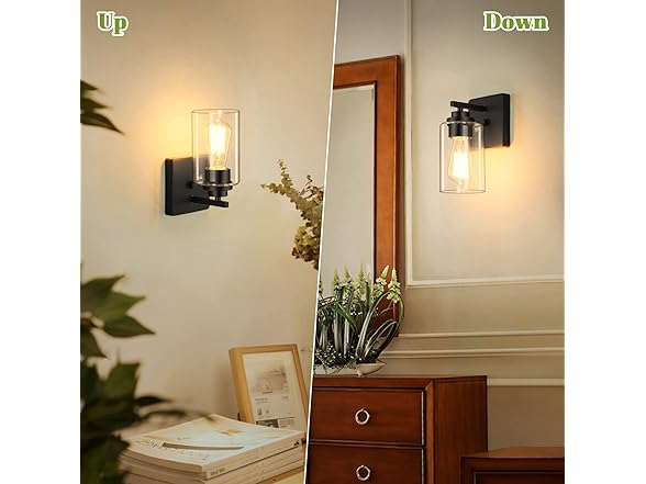 Verron Set of 2 Wall Sconces for Bathroom, Black