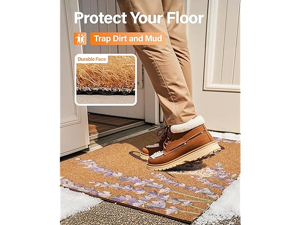 Coir Welcome Mat Floral 17x30