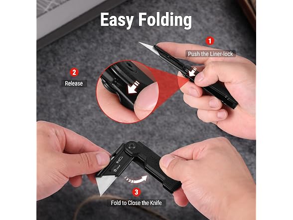 WORKPRO Folding Utility Knife, Black
