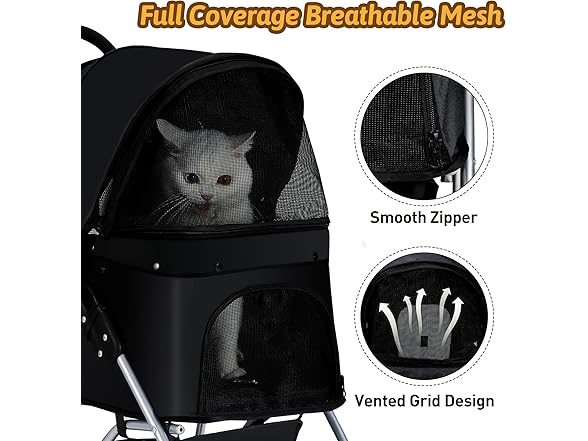 Black Pet Strolling Cart