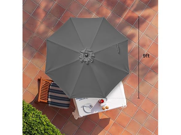HealSmart 9ft Patio Umbrella Grey