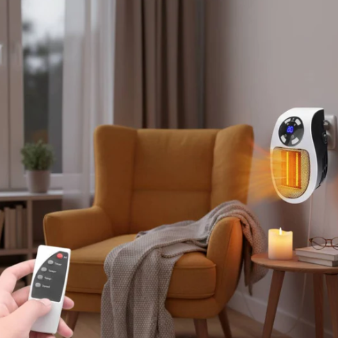 Portable Wall Outlet Space Heater 500W w/ Remote - Gallery 10