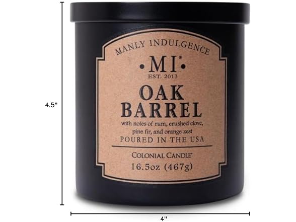 Oak Barrel Candle, Manly Indulgence